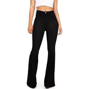 KDF Women's Black Bell Bottom Jeans for Women High Waisted Flare Bootcut Stretch